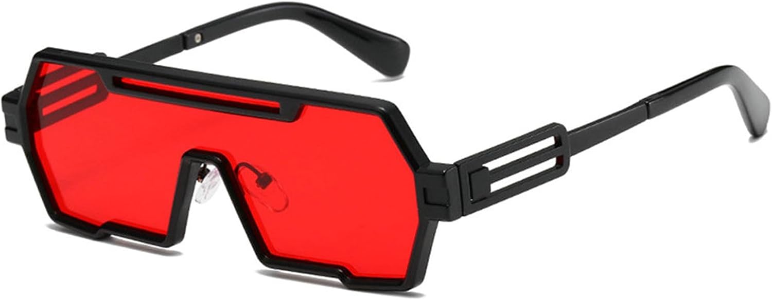 

Willochra Модные большие цельные солнцезащитные очки для мужчин, винтажные металлические панк-очки с зеркальными линзами, защита от УФ-излучения UV400, роскошные солнцезащитные очки для женщин, Red