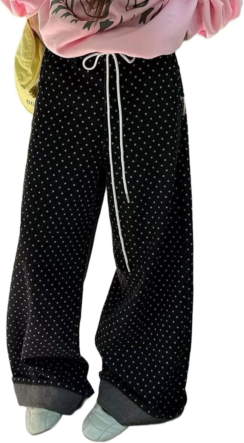 Джинсы Polka Dot Y2K Cutecore Baggy с кулиской