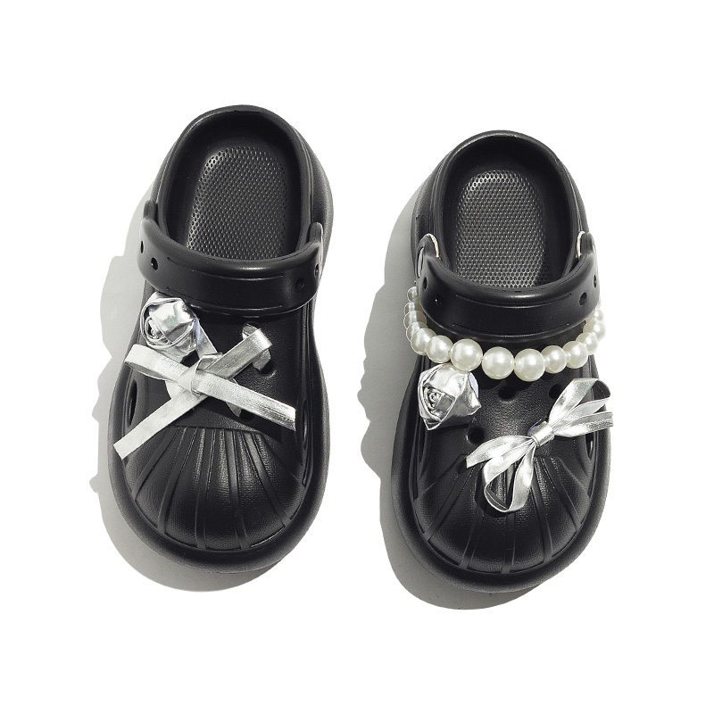 BEIER Клоги женские - черные, серебристо-розовые тапочки, цвет Black, Silver Rose Slippers — фото 4