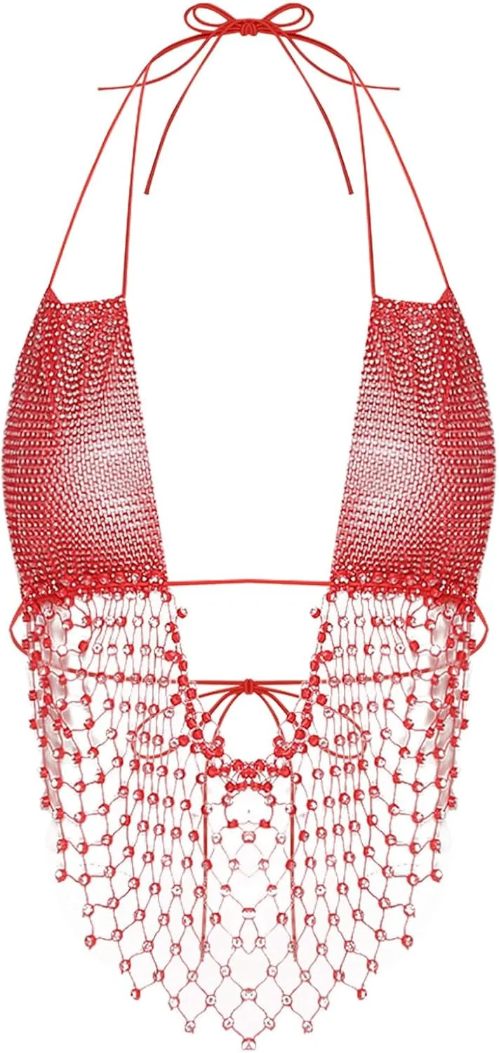 

Mufeng Glittery See Through Mesh Top для женщин с открытой спиной