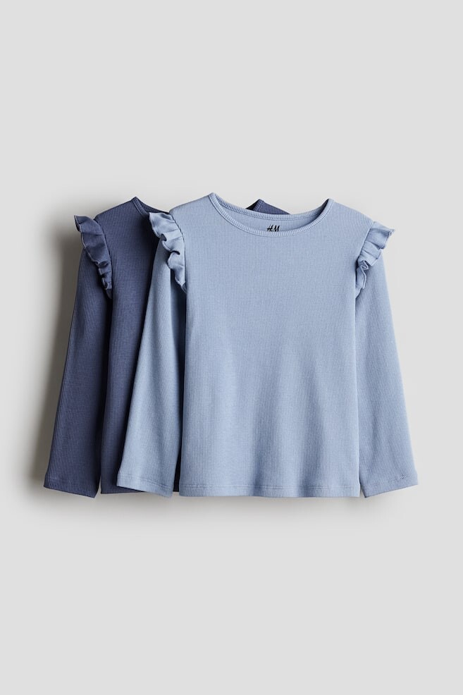 

2 упаковки рубашек из хлопка в рубчик H&M, синий