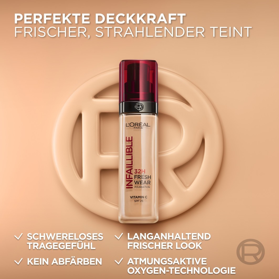 Тональный крем для лица infaillible 32h fresh wear Loreal Paris, 20 - ivory, объем 30 мл — фото 3