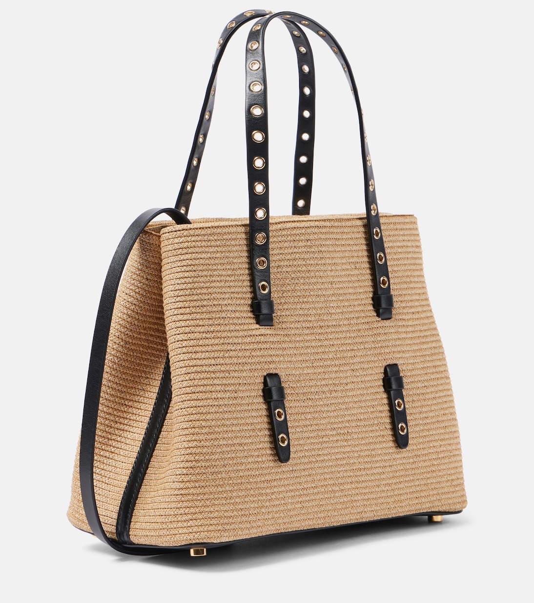 Мина 25 Средняя бумажная сумка-шоппер с соломкой Alaïa, Naturel — фото 3