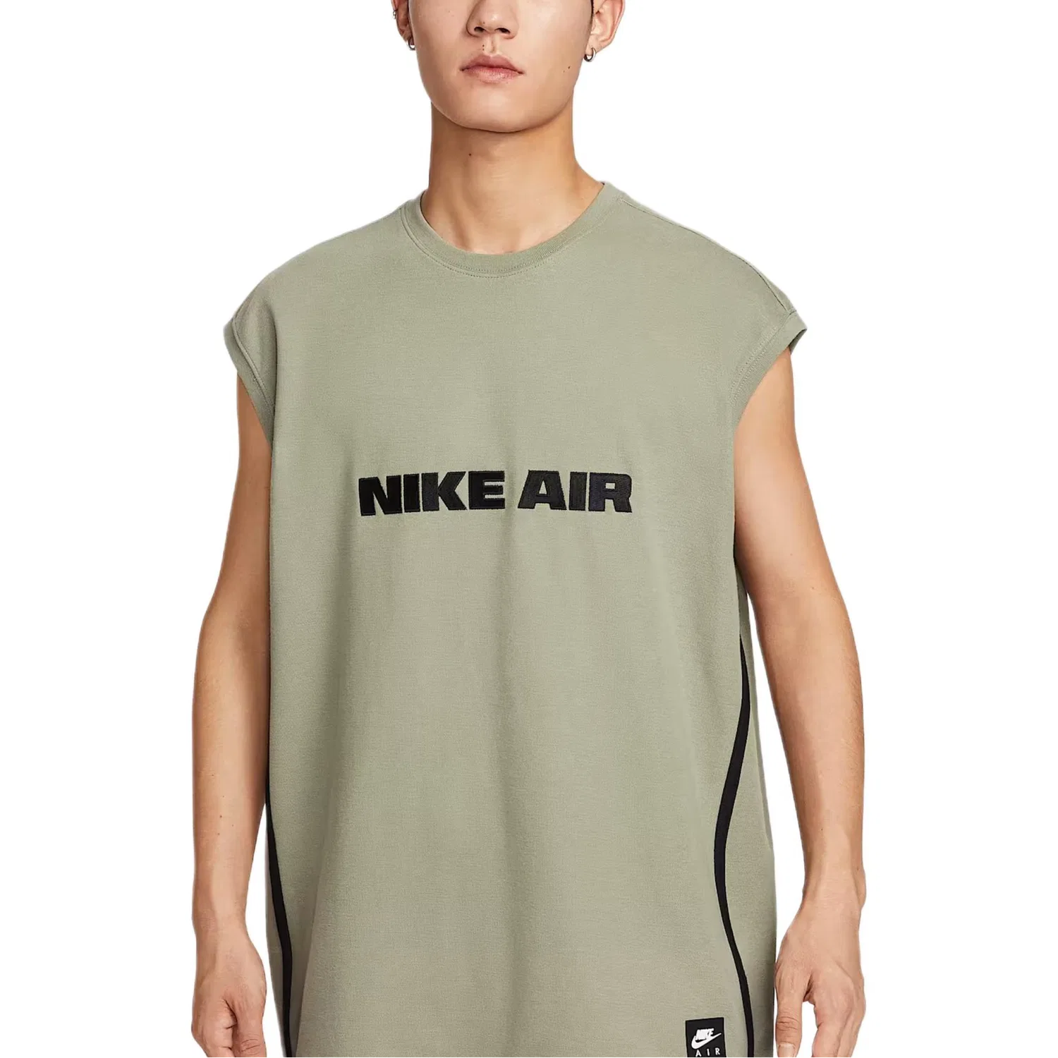 Майка Nike с круглым вырезом, светлый зелено-серый/черный — фото 4