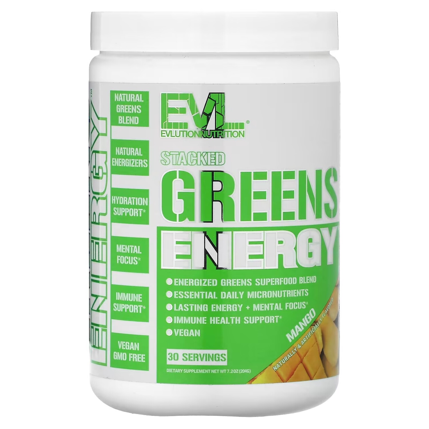 

EVLution Nutrition Stacked Greens Energy Манго, 7,2 унции (204 г)