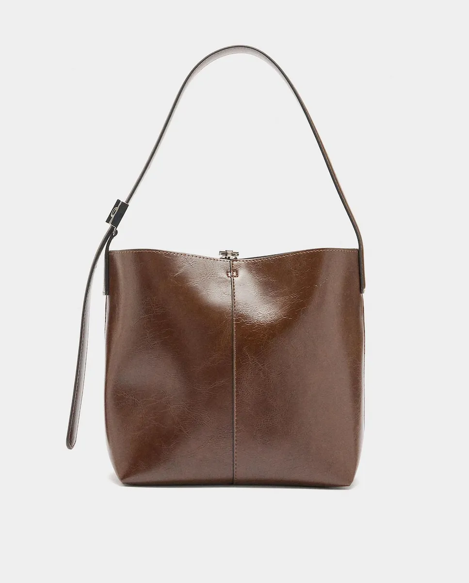 

Сумка через плечо с застежкой на молнии и Съемная косметичка, однотонная Parfois, коричневый