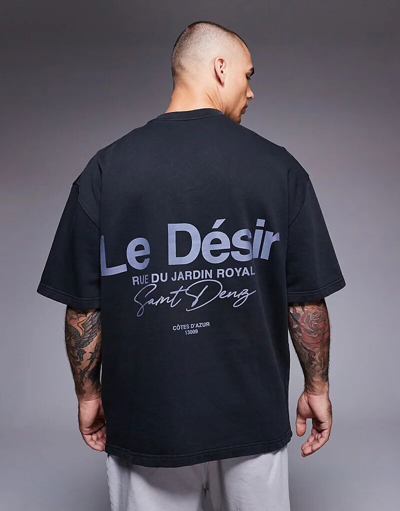 

Футболка River Island «Le Desir» свободного кроя черного цвета