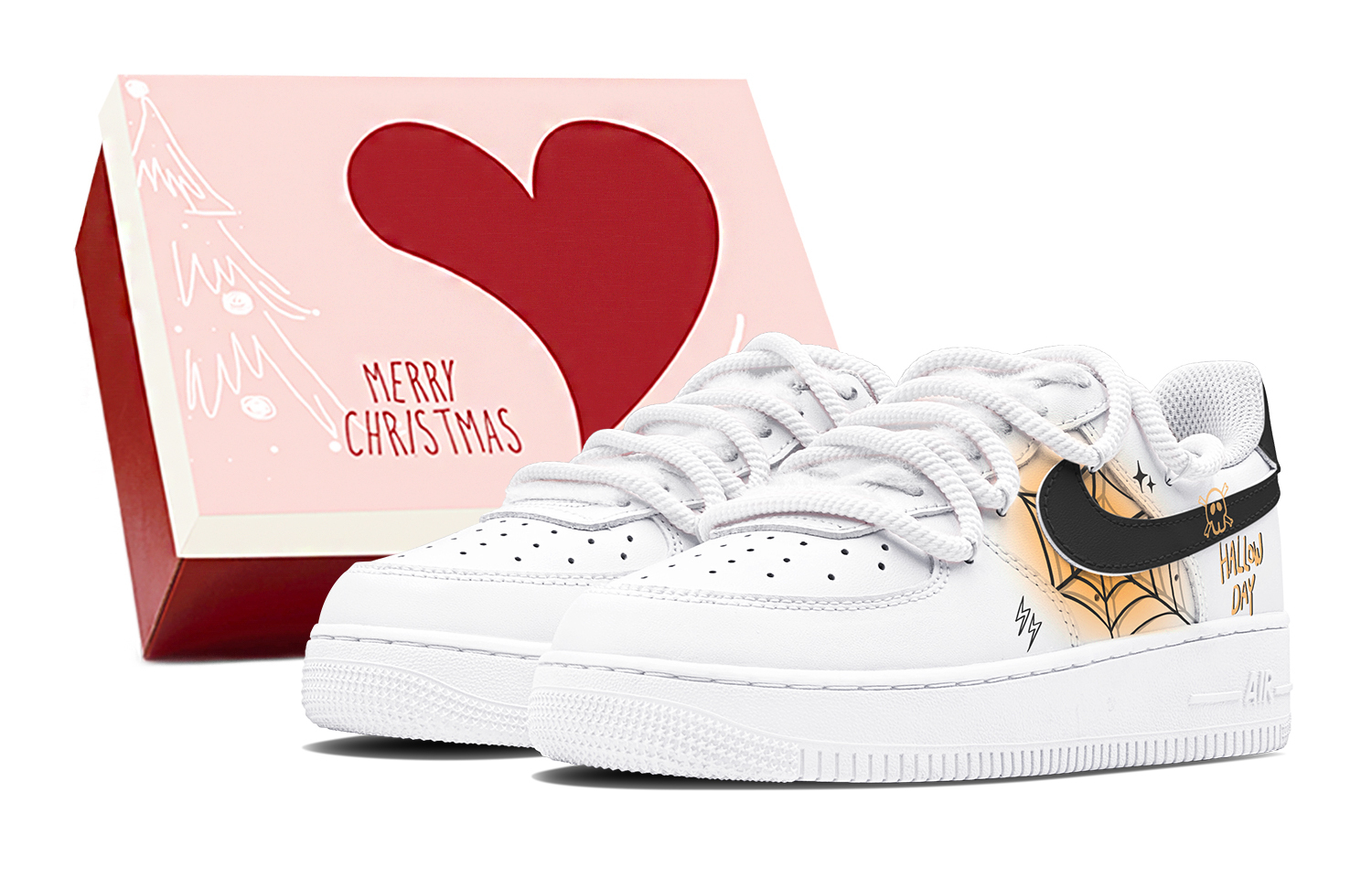 

Кроссовки для скейтбординга Nike Air Force 1 противоскользящие износостойкие низкие белые оранжевые подростковые