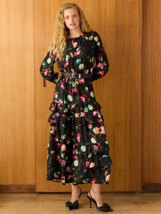 

Наташа цветочное платье макси с длинным рукавом и круглым вырезом Baukjen