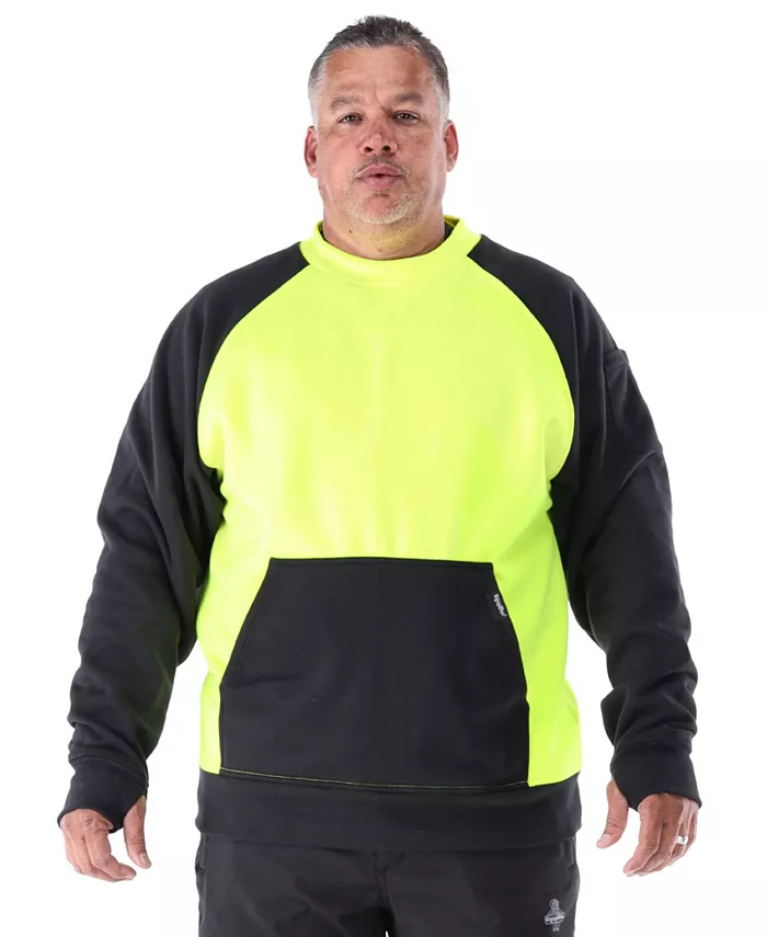 

Мужской двухцветный HiVis свитшот с круглым вырезом — высоковидимая безопасная толстовка с контрастным дизайном RefrigiWear, зеленый
