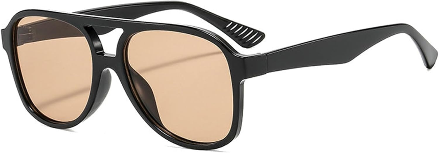 

Солнцезащитные очки COTIA Square Pilot для женщин и мужчин, классическая оправа с двойной перемычкой, винтажный стиль 70-х, повседневные солнцезащитные очки, Black Tea