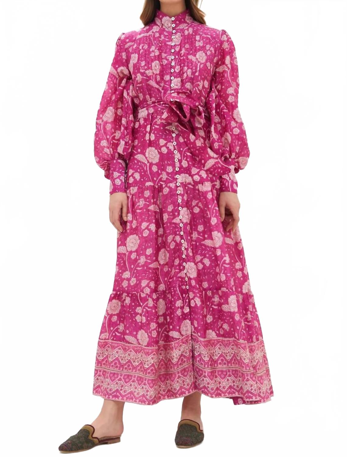 

Mulberry платье макси с высоким воротником и пуговицами в цвете магента Oliphant, Magenta