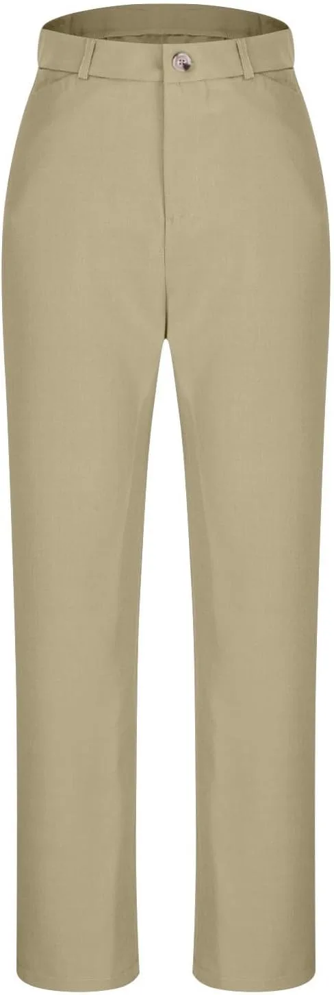 Широкие брюки для женщин Mid Rise модные однотонные прямые брюки Casual для работы и отпуска Fashion 2025 Generic, бежевый — фото 2