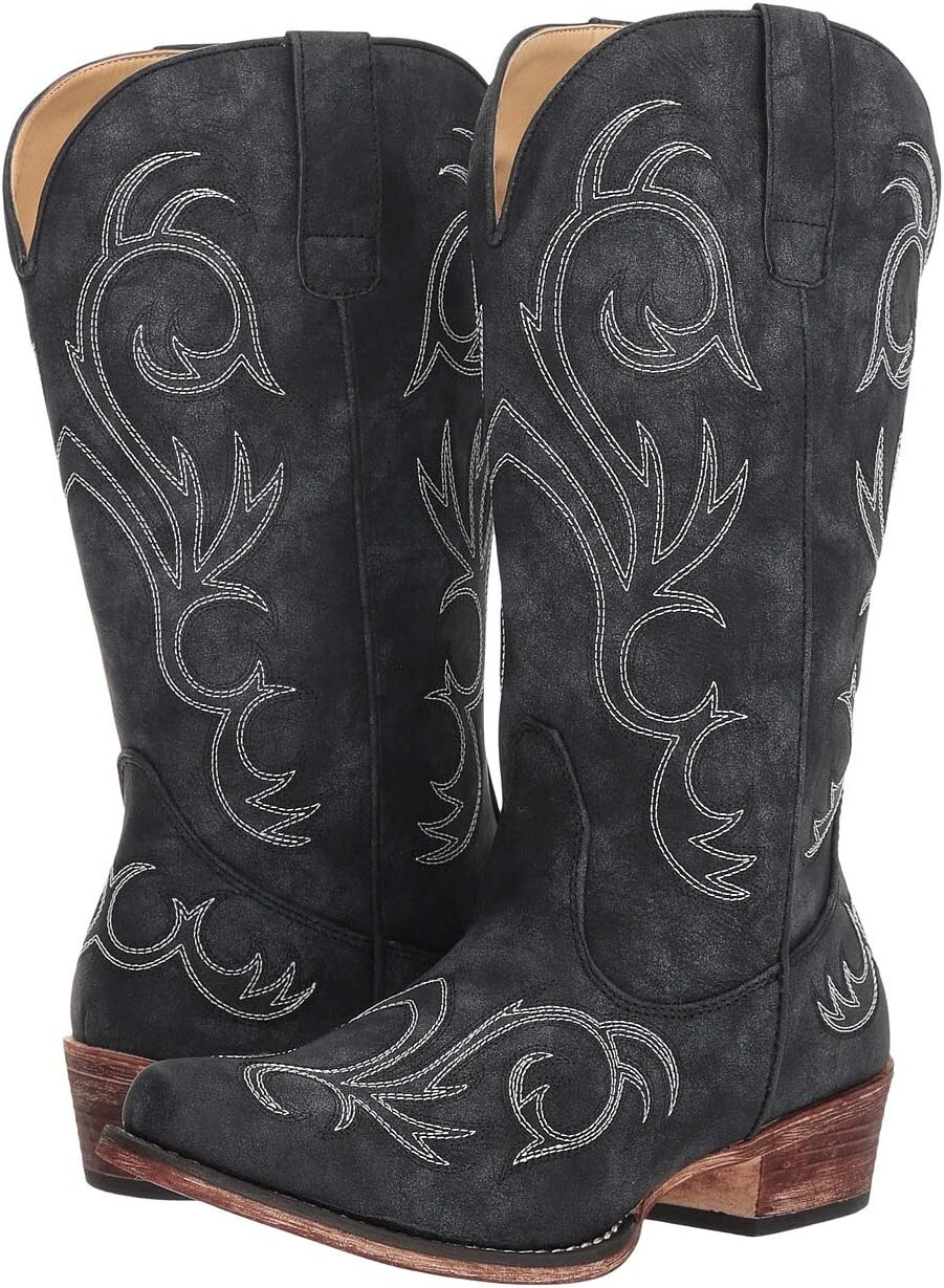 

Ковбойские сапоги Riley Roper, цвет Black Faux Leather/All Over Embroidery