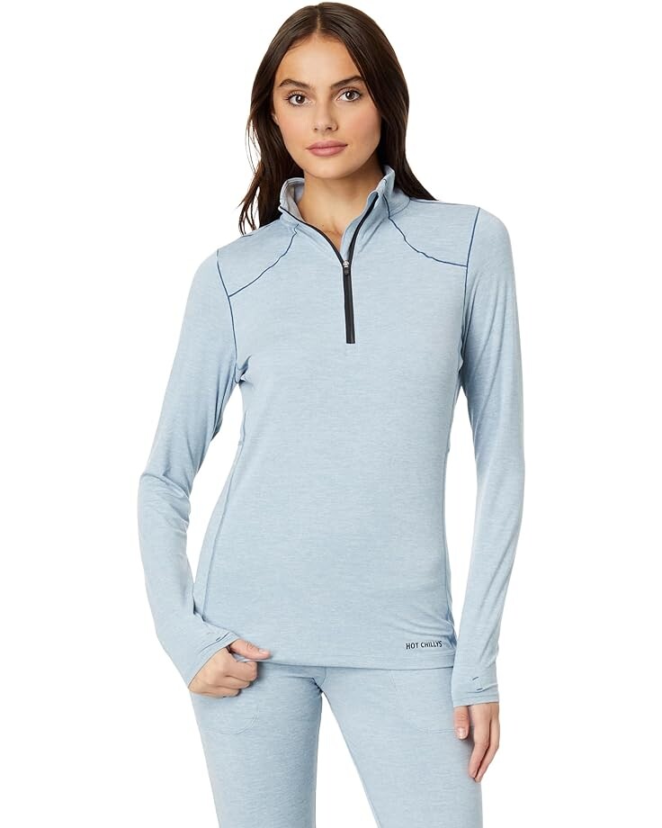 

Футболка Hot Chillys Clima-Trek Zip-Tee, цвет Ashley Blue Heather