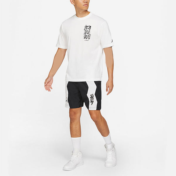 Футболка men's jordan dri-fit zion basketball printing sports knit round neck short sleeve white t-shirt Nike, белый — фото 3