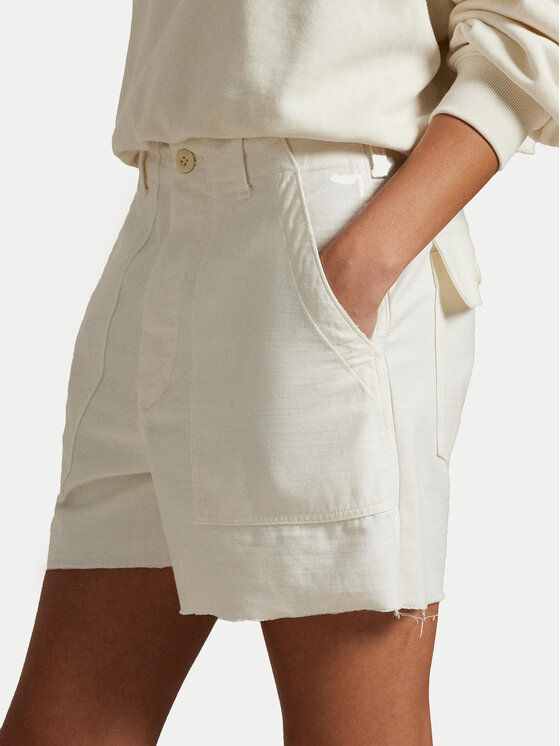 Шорты свободного кроя из ткани 211949934002 Polo Ralph Lauren, экрю — фото 4