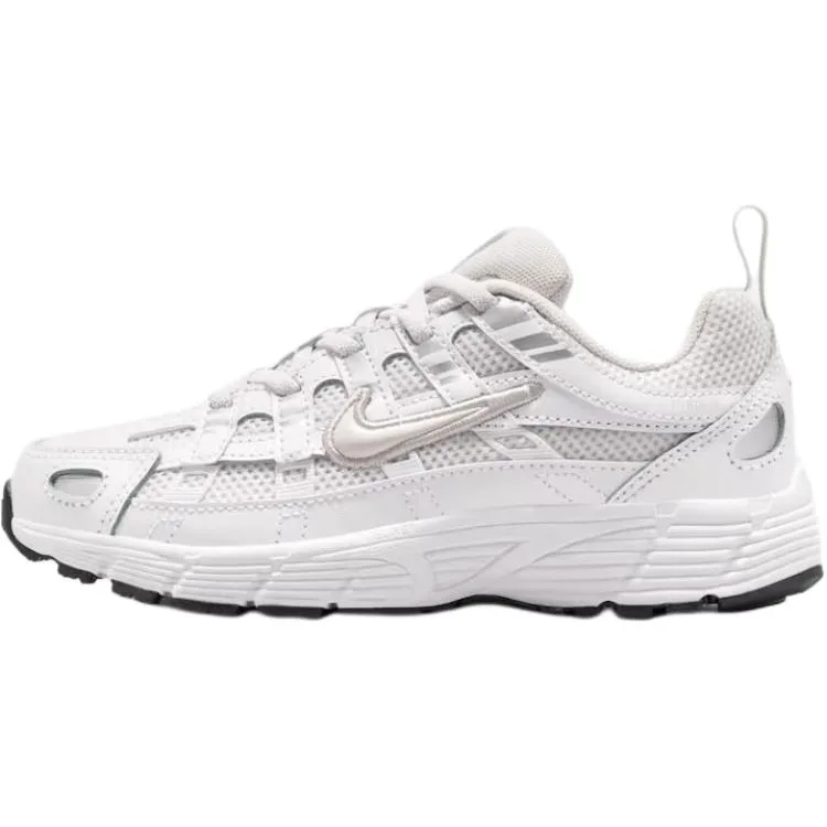 Nike Беговые кроссовки p 6000 из натуральной кожи, дышащие, низкие, серебристо-белые, детские