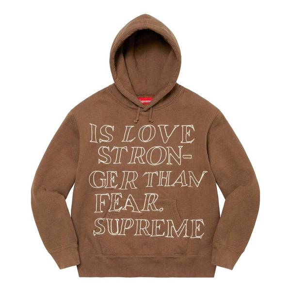 

Толстовка stronger than fear hooded sweatshirt 'brown white' Supreme, коричневый