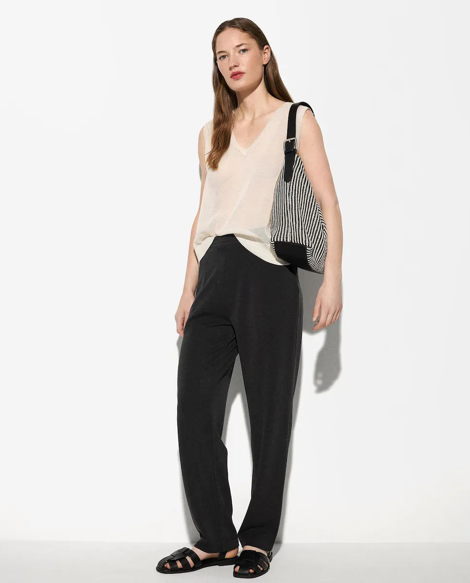 

Женские прямые брюки с эластичным поясом и карманами однотонного цвета Parfois, темно-серый