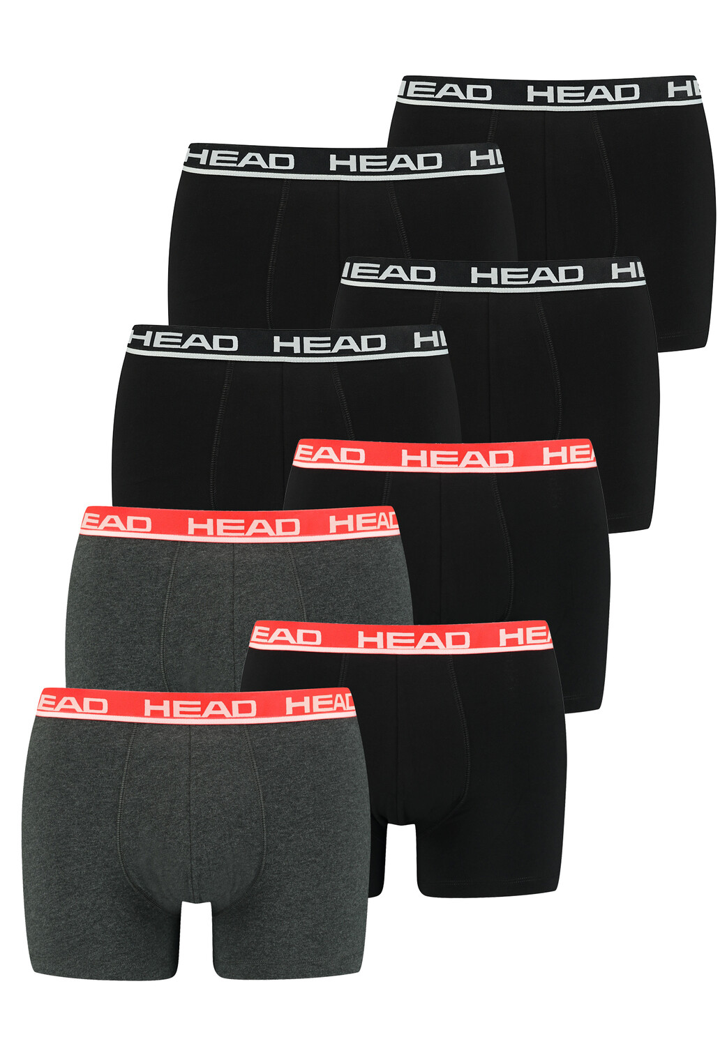 

Боксеры HEAD Boxershorts Head Basic Boxer 8P, цвет Black/Grey Red