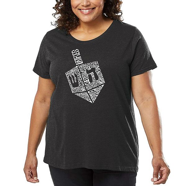 

Футболка Hanukkah dreidel с принтом, plus size La Pop Art, Grey