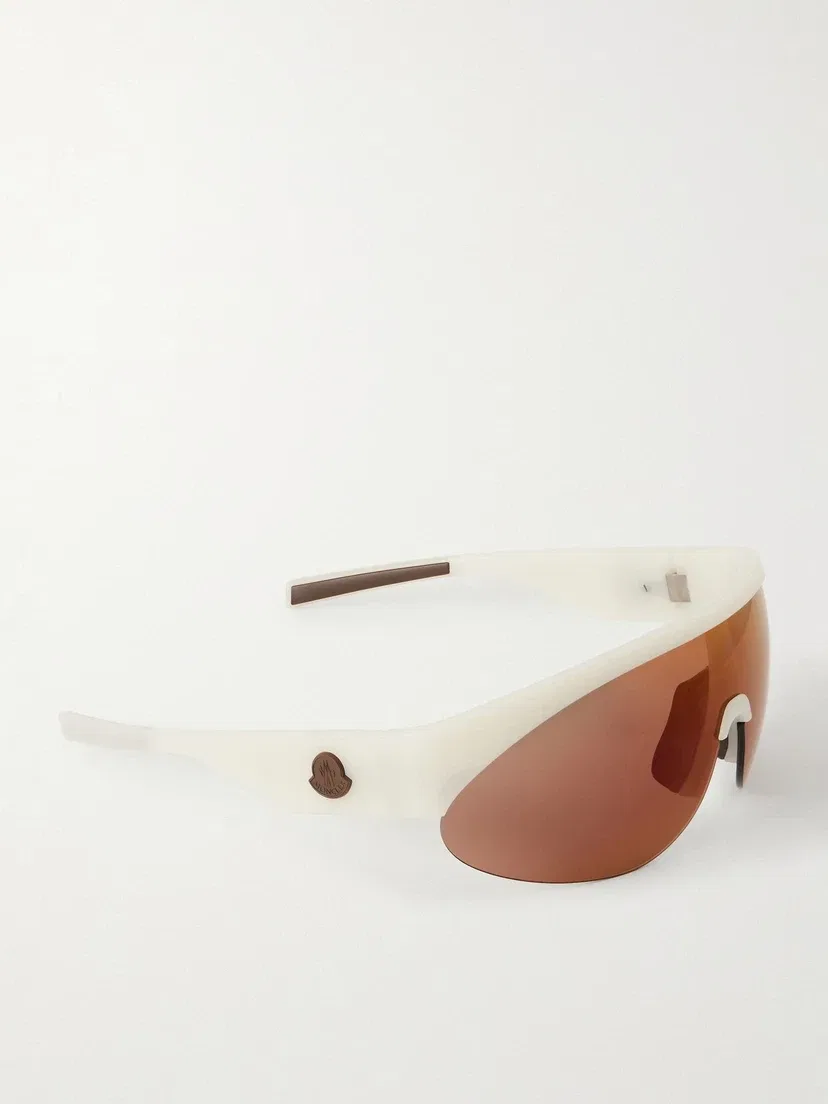 Круглые резиновые солнцезащитные очки Moncler Eyewear, белый — фото 3