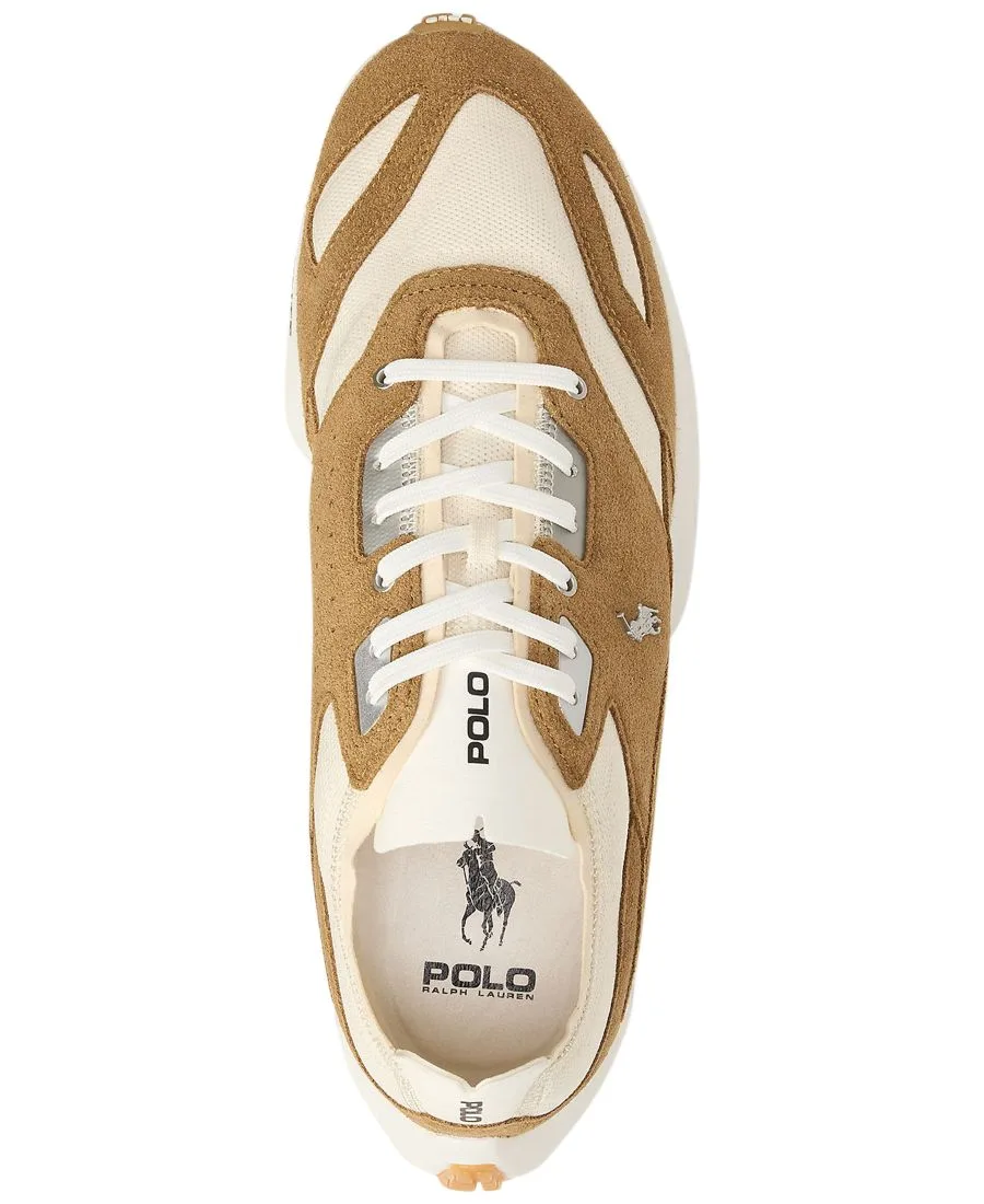 Мужские низкие кроссовки на шнуровке Polo Ralph Lauren, белый/бежевый — фото 4