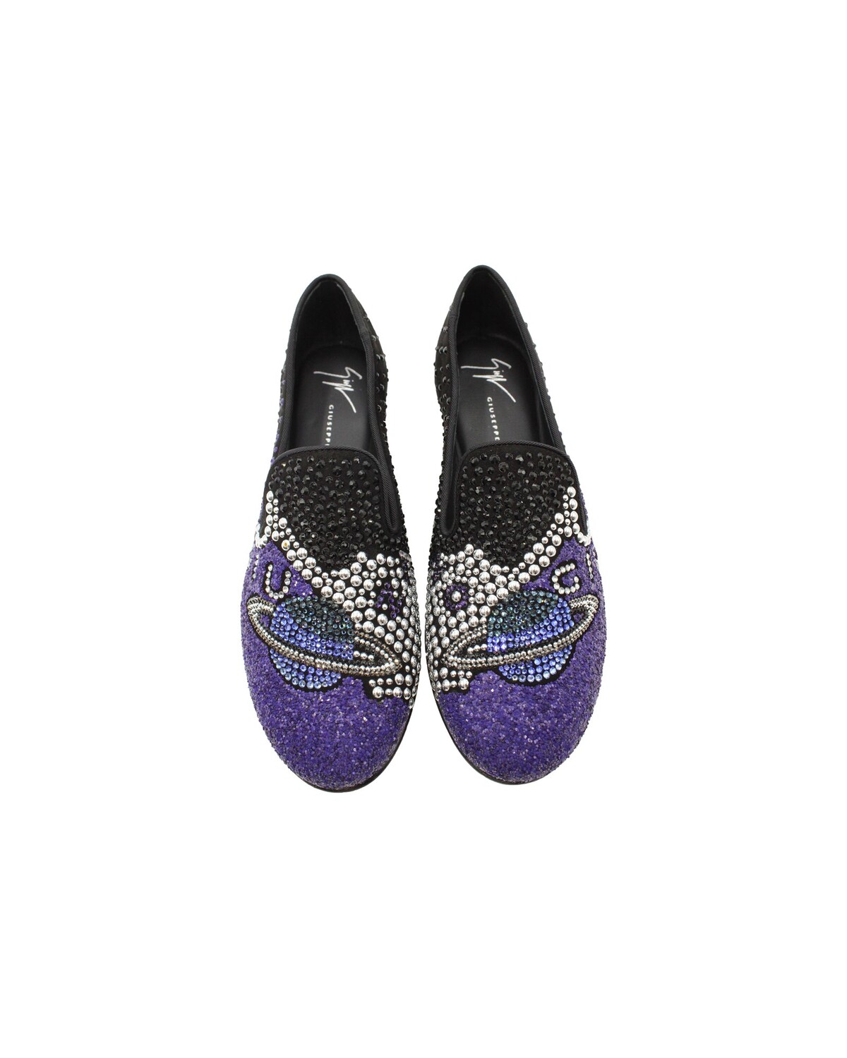 Туфли для курения Giuseppe Zanotti с кристаллами Uranus из черной замши, черный