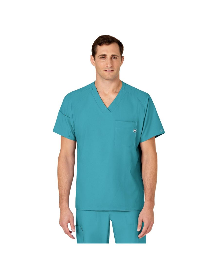 

Мужская медицинская рубашка W123 с V-образным вырезом Wink, Teal blue