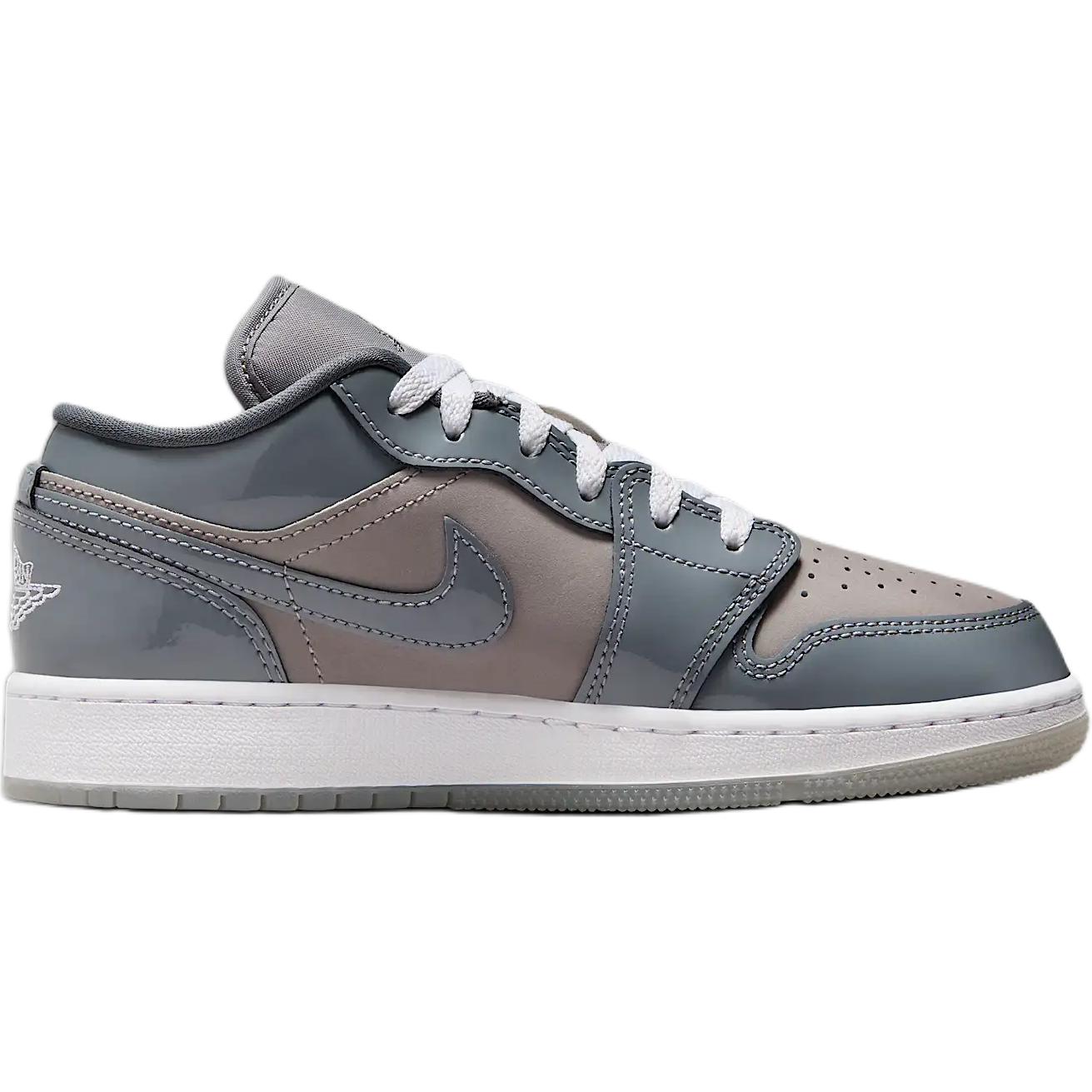 Jordan Air 1 противоскользящие износостойкие низкие детские скейтборд-кроссовки Medium Gray/White/Cool Gray/Brown — фото 3