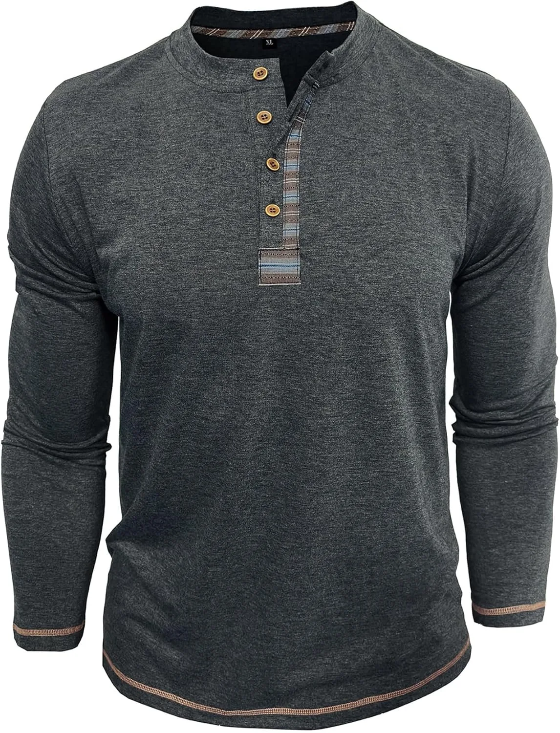 

Мужская футболка Henley с длинным рукавом, легкая, Slim-Fit YOUTHUP