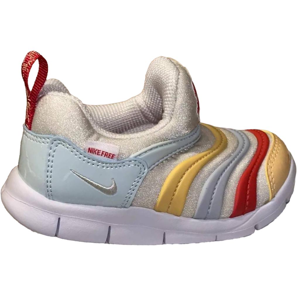 Nike Детские низкие кеды Dynamo Free Fabric белого, синего и красного цвета для младенцев и малышей — фото 3