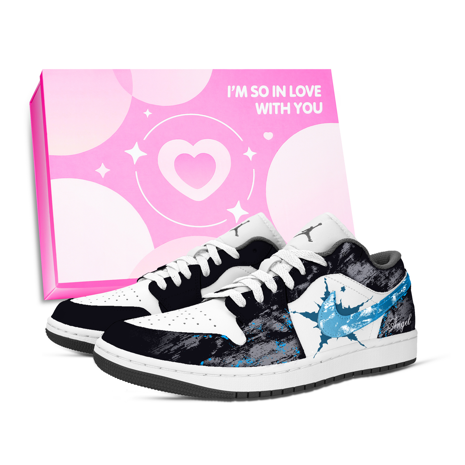 

Air 1 Angel Xingji устойчивые к истиранию винтажные баскетбольные кроссовки Unisex белый черный Jordan, синий белый черный