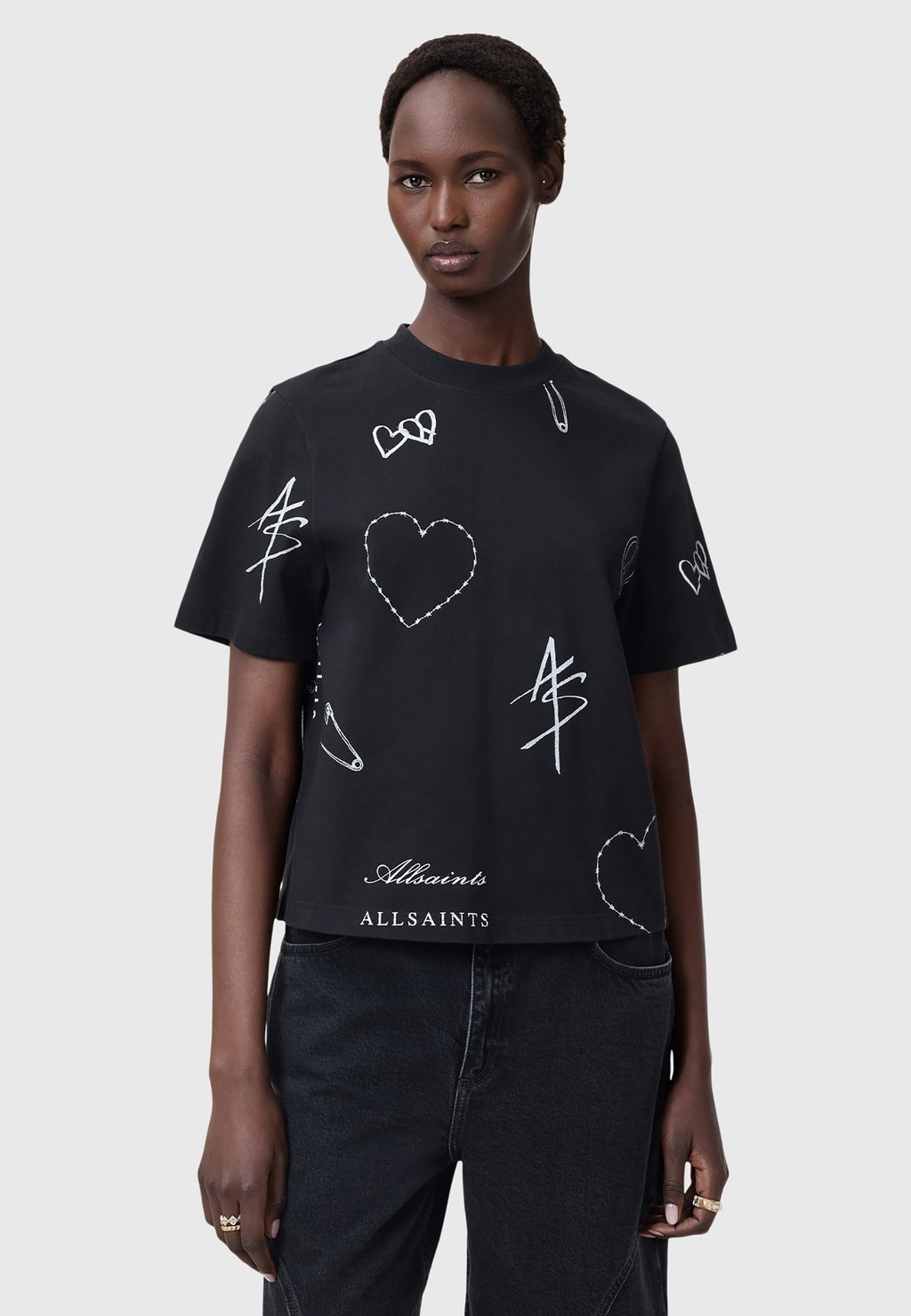 

Футболка с принтом AllSaints, черный