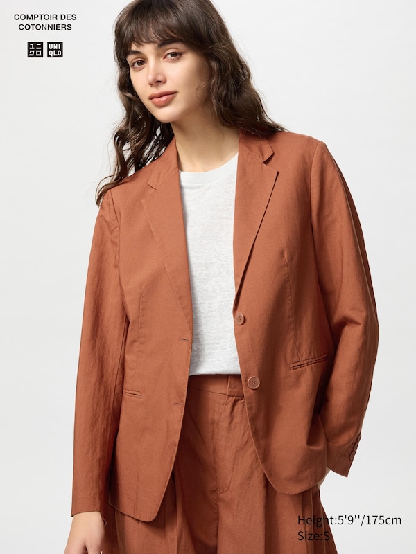 

Пиджак из льняной смеси Uniqlo, оранжевый