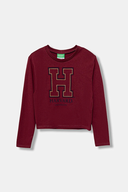 

Детская хлопковая кофта с длинным рукавом United Colors Of Benetton, бордовый