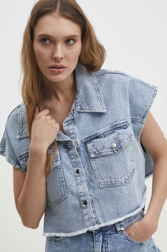 

Джинсовый жилет Answear Lab, синий, Серый, Джинсовый жилет Answear Lab, синий