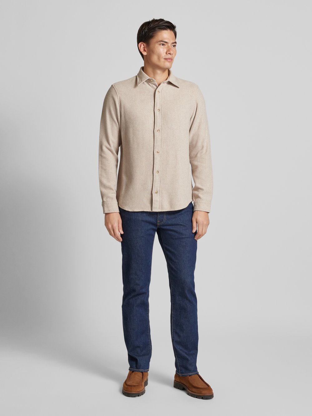 

Повседневная рубашка с воротником Кент, модель «REGENT» Jack & Jones Premium, кремовый