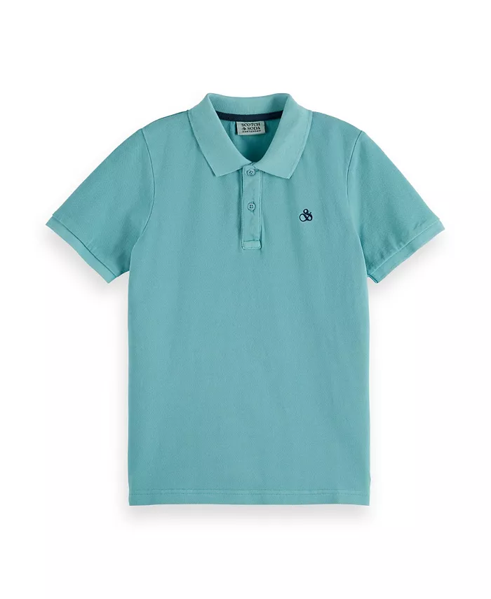 

Детская и подростковая поло из пике с эффектом garment dye SCOTCH & SODA, синий