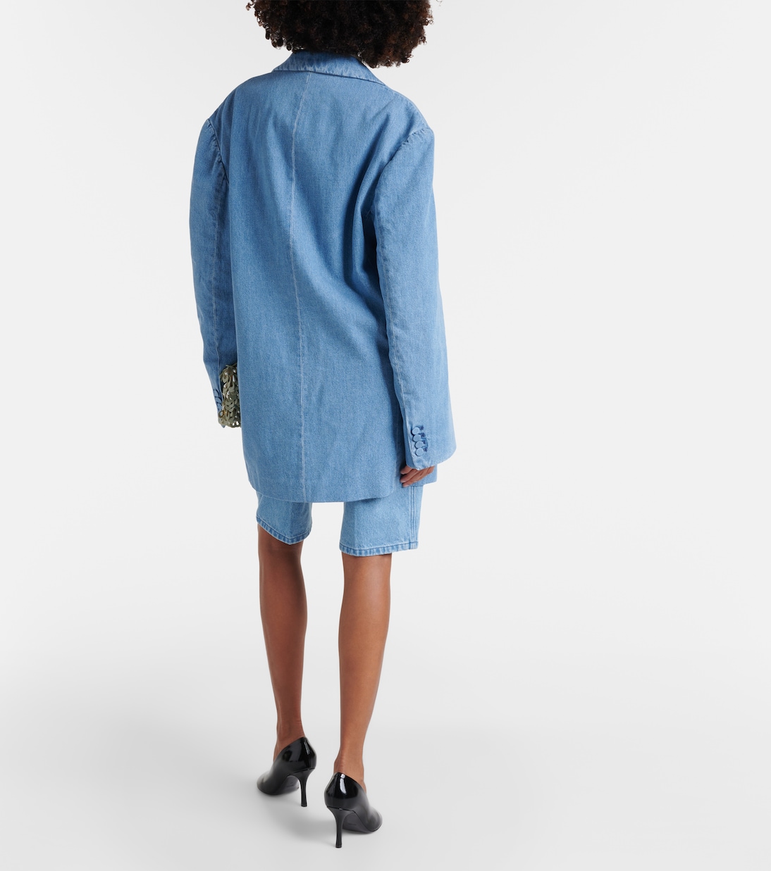 Джинсовый блейзер свободного кроя Dries Van Noten, светло-синий — фото 3