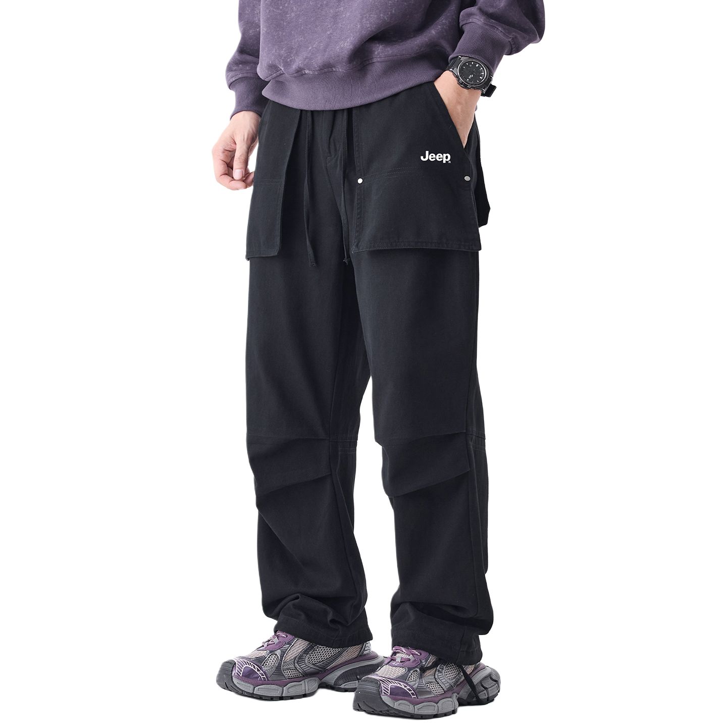 

Повседневные брюки Unisex Moderate Straight Fit Jeep, черный