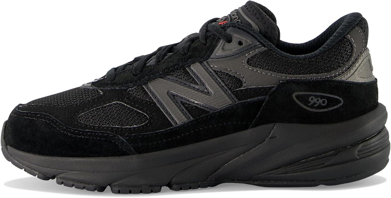Детские кроссовки New Balance 990 V6 на шнуровке, черный — фото 4