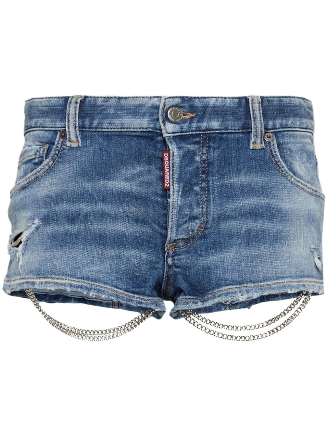 

DSQUARED2 джинсовые мини-шорты с цепочками, синий