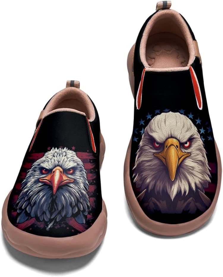 

Мужские туристические туфли слипоны лоферы с рисунком, повседневные кроссовки для ходьбы, подошва с изображением волка Onehorse, Eagle_12