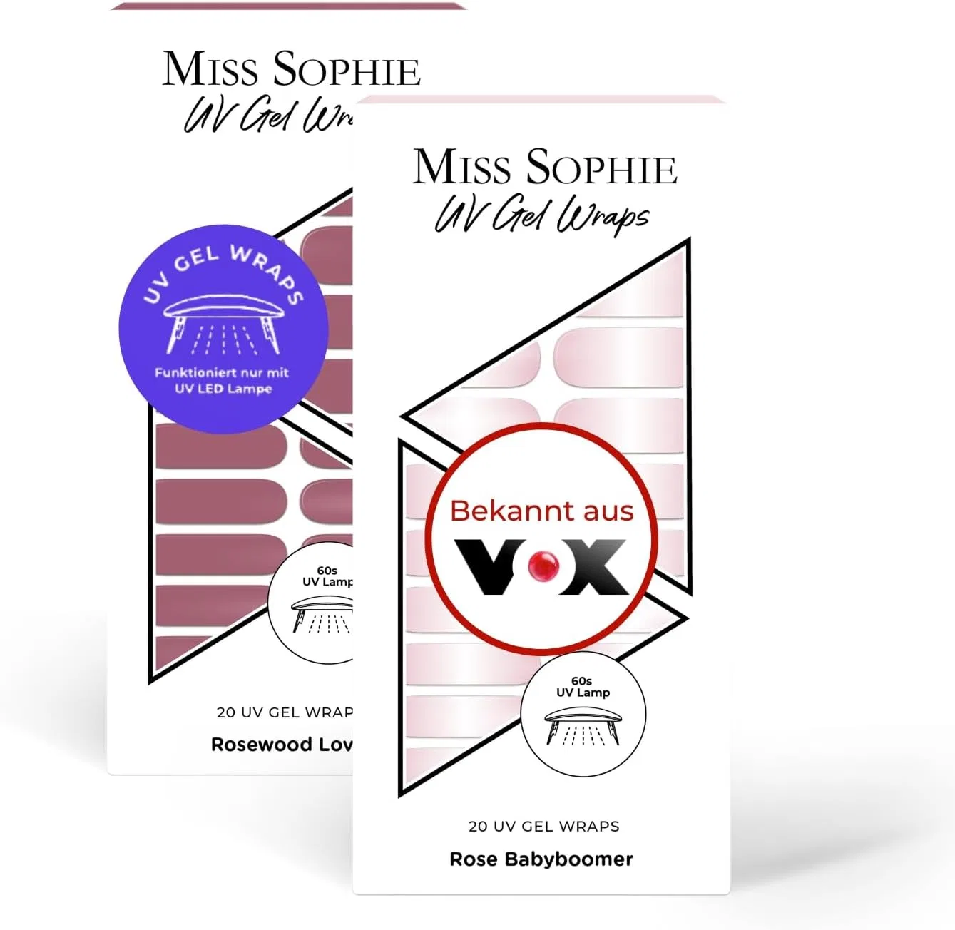 Набор УФ-стикеров для ногтей «Rosewood Love UV & Rose Baby Boomer UV» от Miss Sophie Miss Sophie