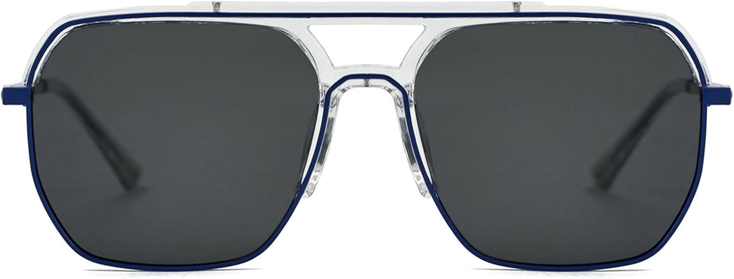 

Солнцезащитные очки Helena Double Bridges женские, модель Pilot, винтажные, градиентные, цвета шампанского, защита от УФ-излучения UV400; мужские модные квадратные солнцезащитные очки, C3