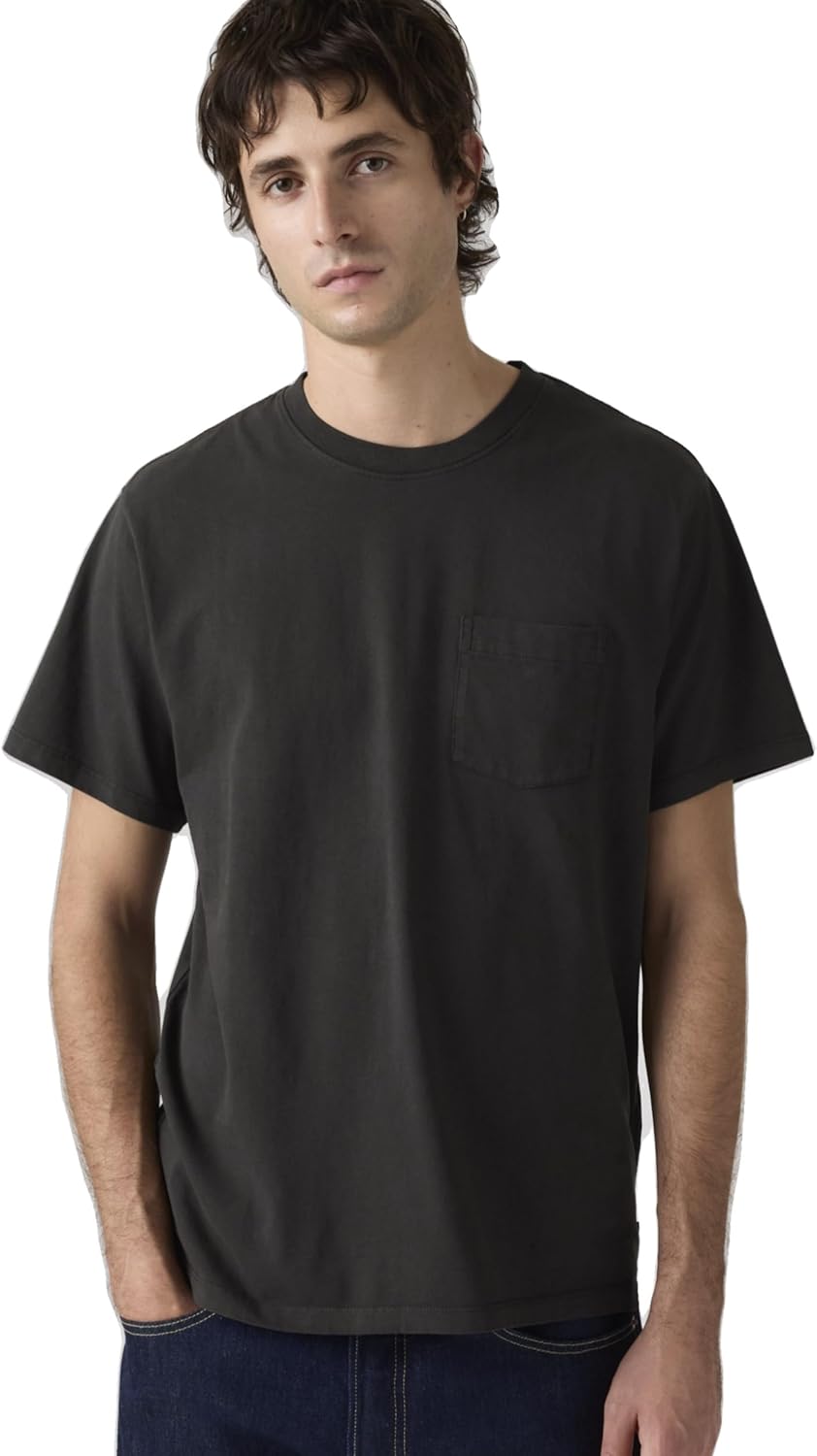 

Мужская хлопковая футболка Levi's с круглым вырезом, свободным кроем и коротким рукавом, черный