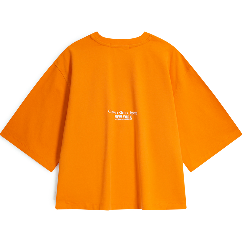 Calvin Klein Футболка женская Orange Red с круглым вырезом, умеренно прямой крой — фото 4