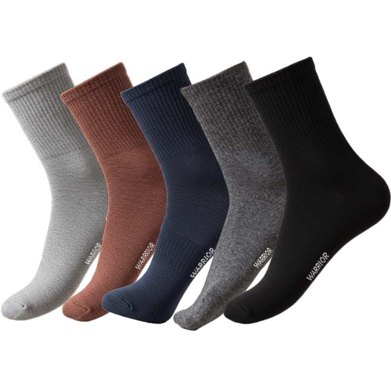 

Мужские носки Mid Calf WARRIOR, [5 pack]светло-серый+темно-coffee+темно-синий+темно-серый+черный